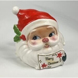 Vintage Josef Originals Santa Claus Ceramic Napkin Holder Merry Christmas Kitsch